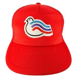 Vintage Trucker Hat Dove Rainbow Wings Red Foam Mesh Snapback Cap